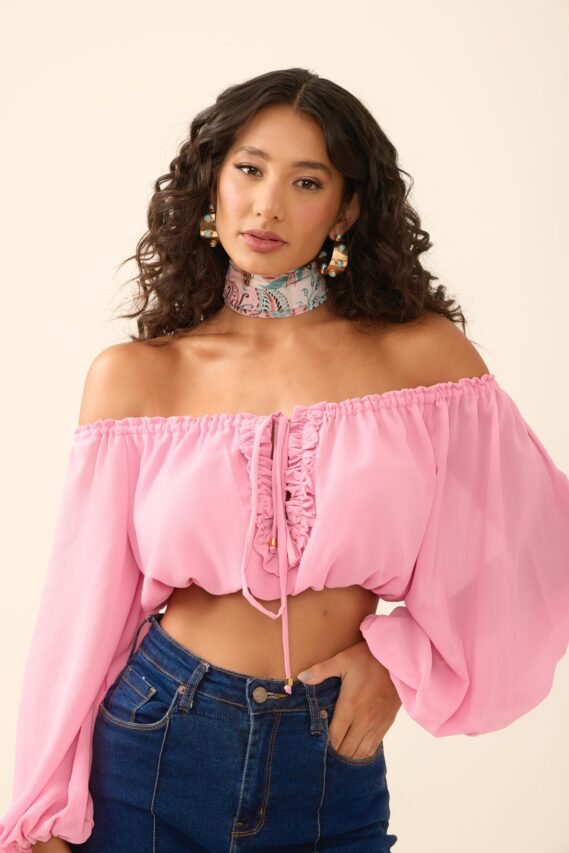 Blusa ombro a ombro rosa Dunas