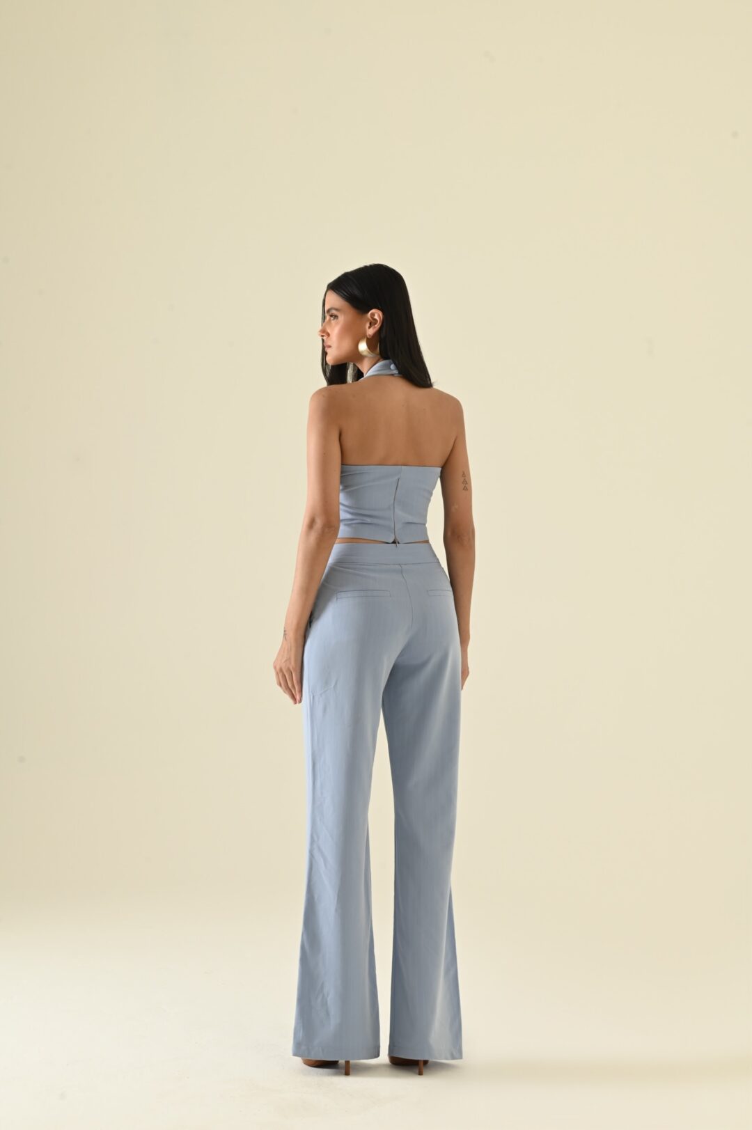 Conjunto azul celeste risca de giz Jordana