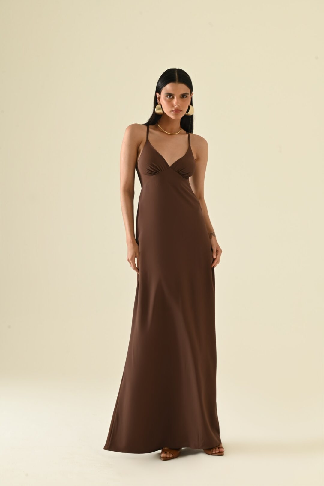 Vestido longo chocolate Beatrice