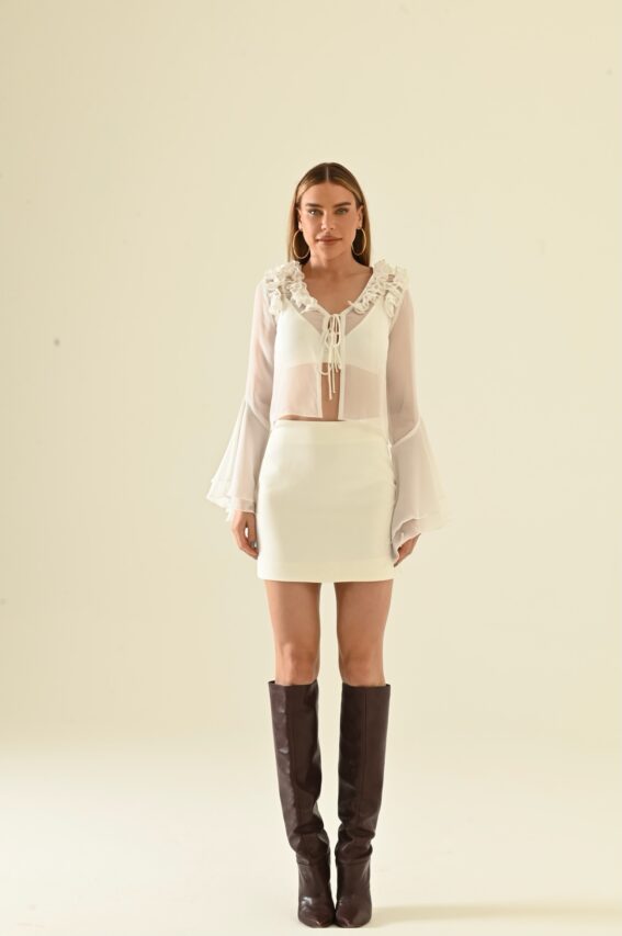 Saia e blusa babados off Martha