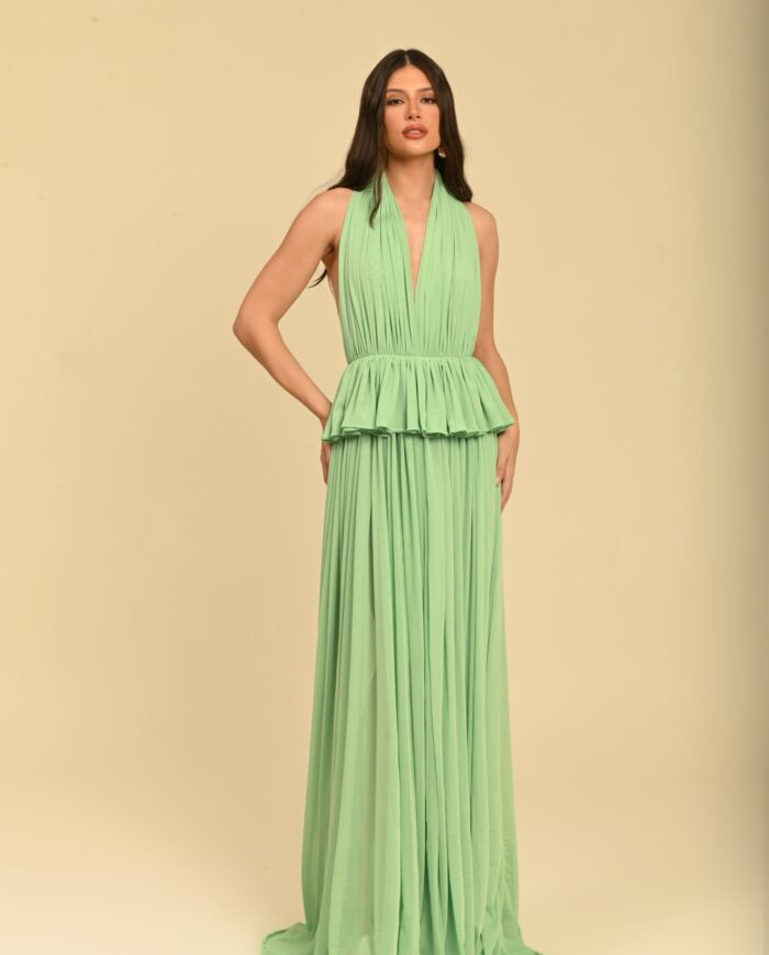 VESTIDO LONGO DRAPEADO MINT