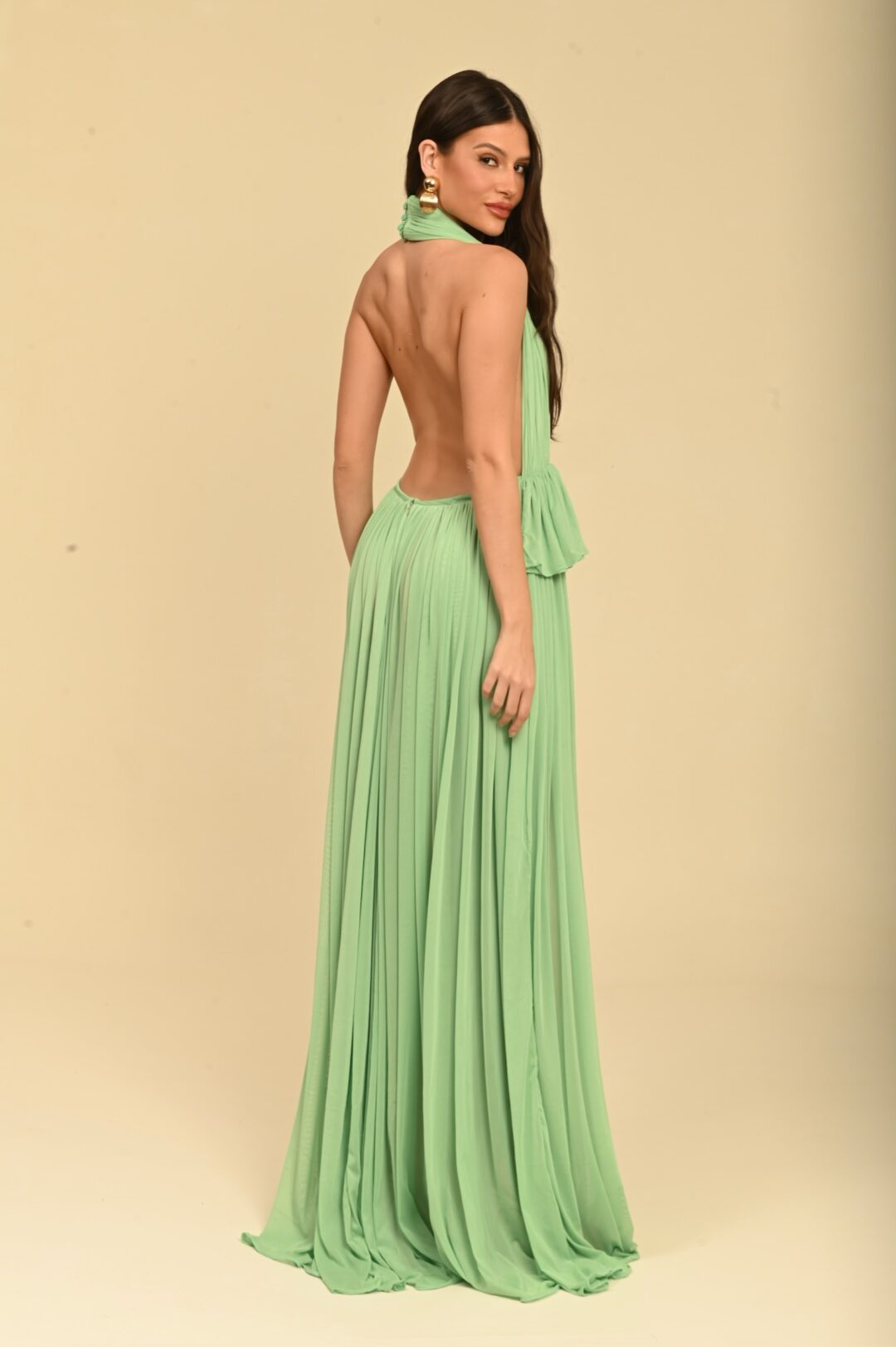 VESTIDO LONGO DRAPEADO MINT